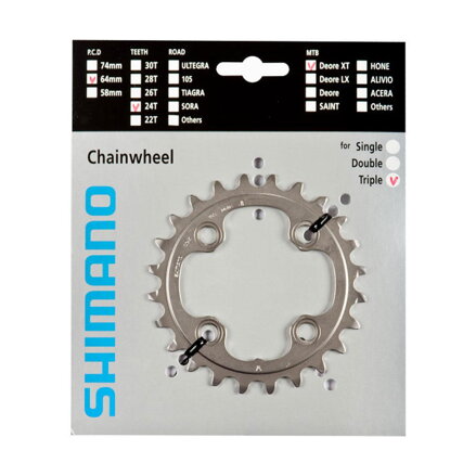 SHIMANO Prevodník Deore XT M780 - 10 rýchlostný, 24 zubov 24 zubov