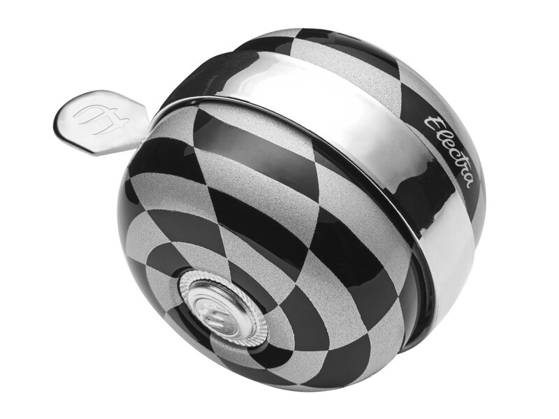 Electra Otočný zvonek Checkerboard - Čierna/Silver